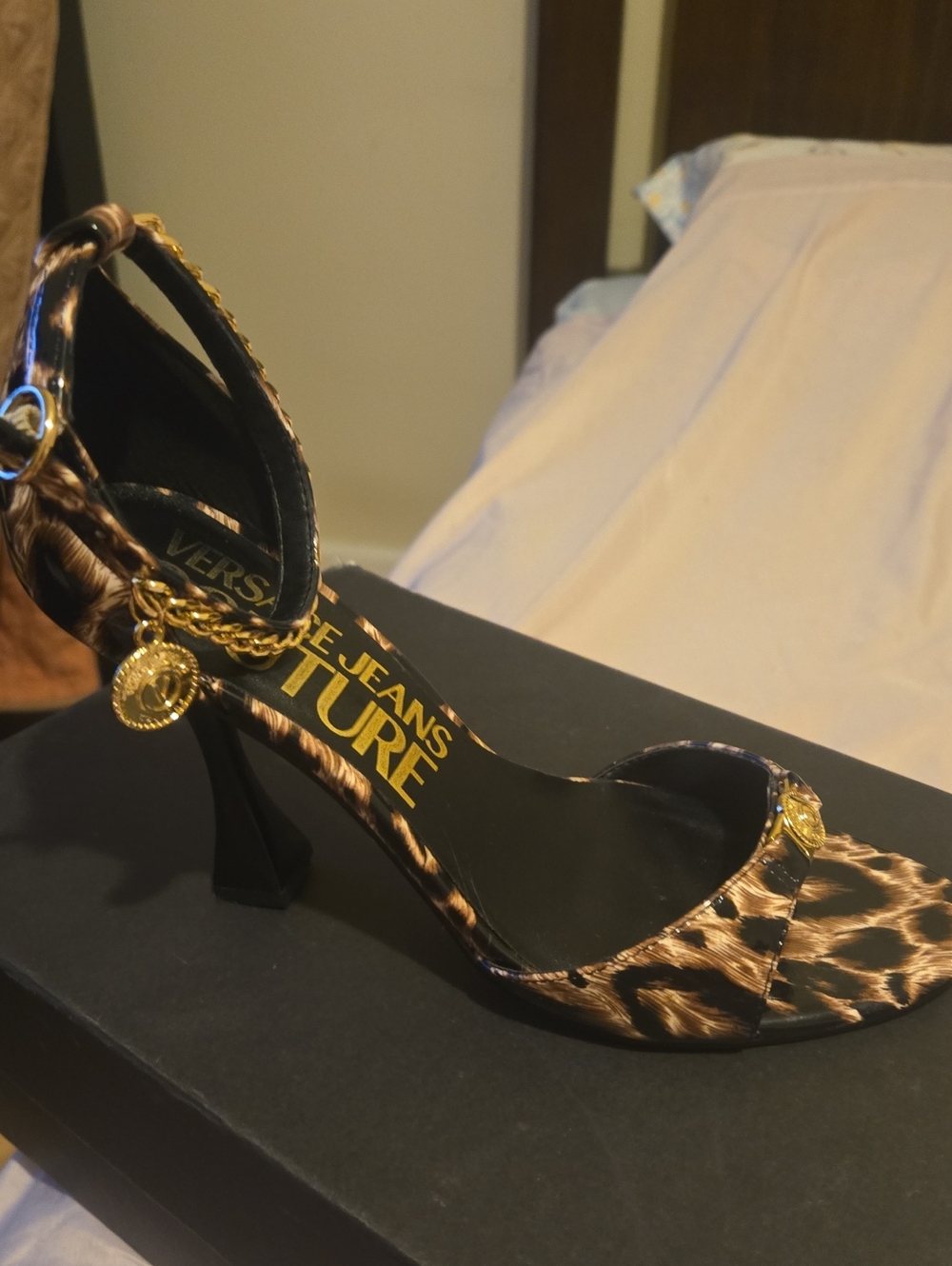 Versace Jeans Collection Leopard Print Ankle-Strap Heel - Brown